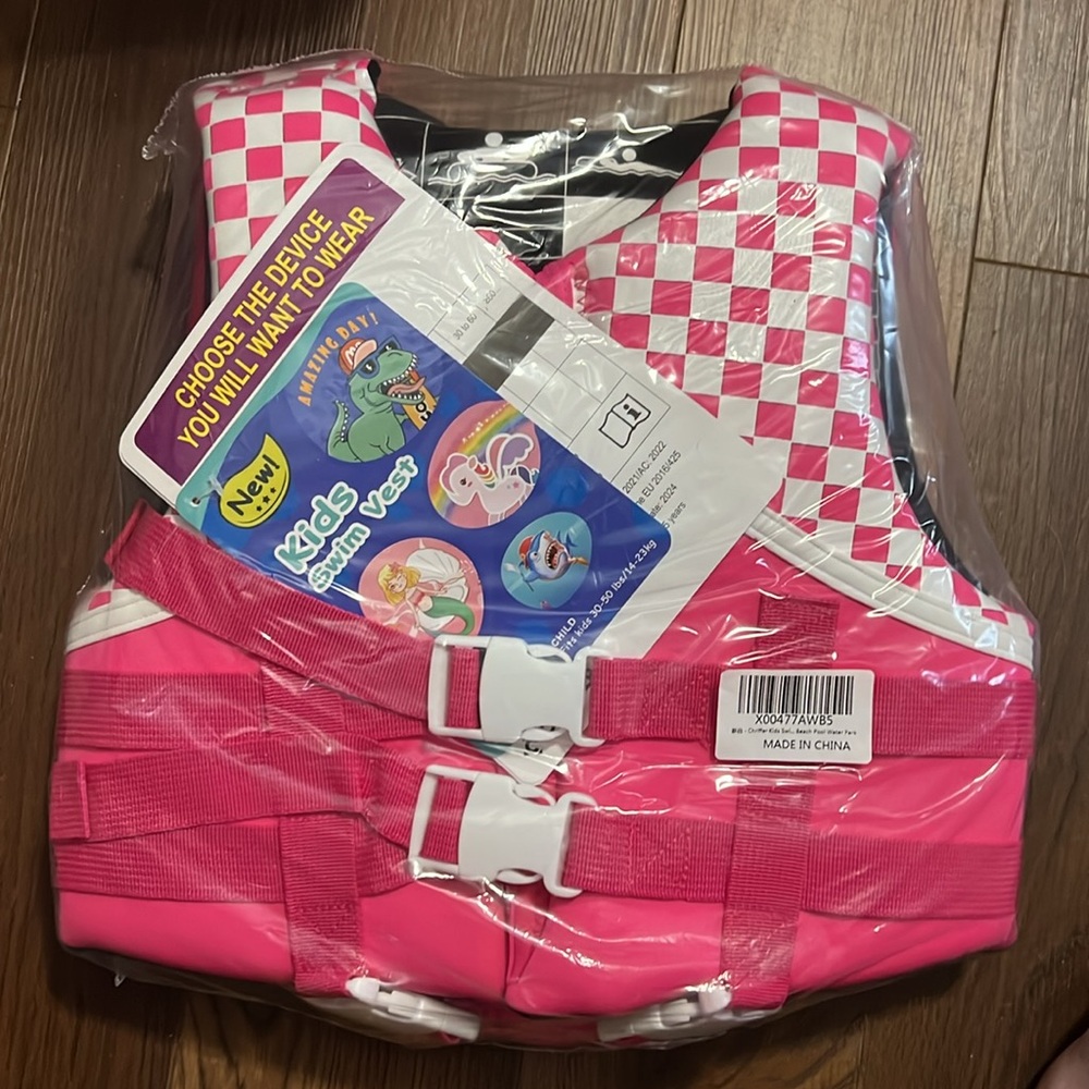 NWT Toddler white and pink Swim Vest Life jacket Adjustable Size guide in photos - Picture 9 of 13